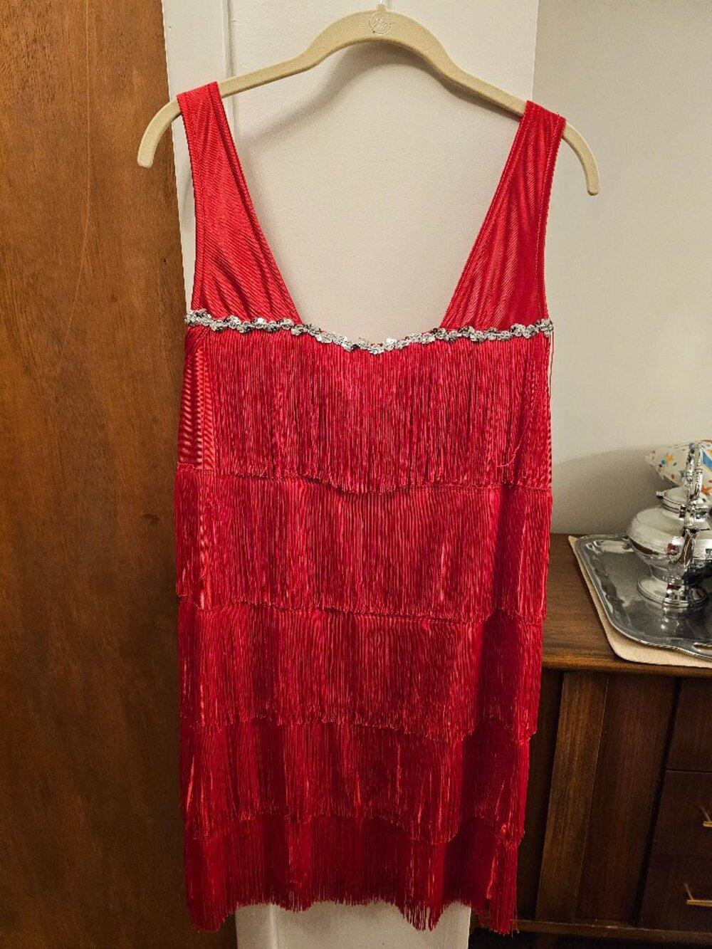 Red 1920's Flapper Dress, Charleston Cutie, Gatsby inspired Adult size Large